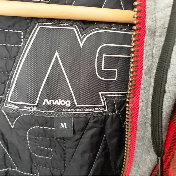 ANALOG Red Plaid Layered Men’s jacket Sz M - Picture 3 of 11